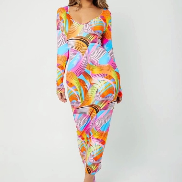 NEW INVENTORY 🎉🎉HOST PICK🎉🎉🔥Allover Print V Neck Body-con Dress🔥 - Picture 2 of 5